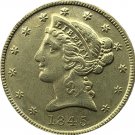 US 1845 Liberty Coronet Head Five Dollar Gold Copy Coins US 1845 Liberty Coronet Head Five Dollar Gold Copy Coins