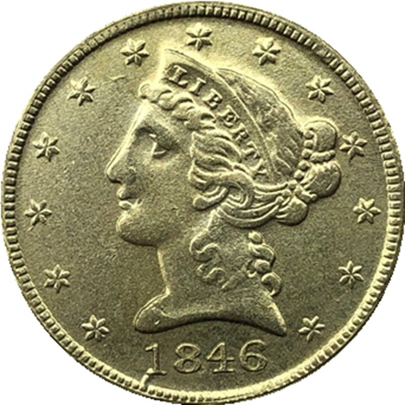 US 1846 Liberty Coronet Head Five Dollar Gold Copy Coins