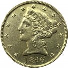 US 1846 Liberty Coronet Head Five Dollar Gold Copy Coins US 1846 Liberty Coronet Head Five Dollar Gold Copy Coins