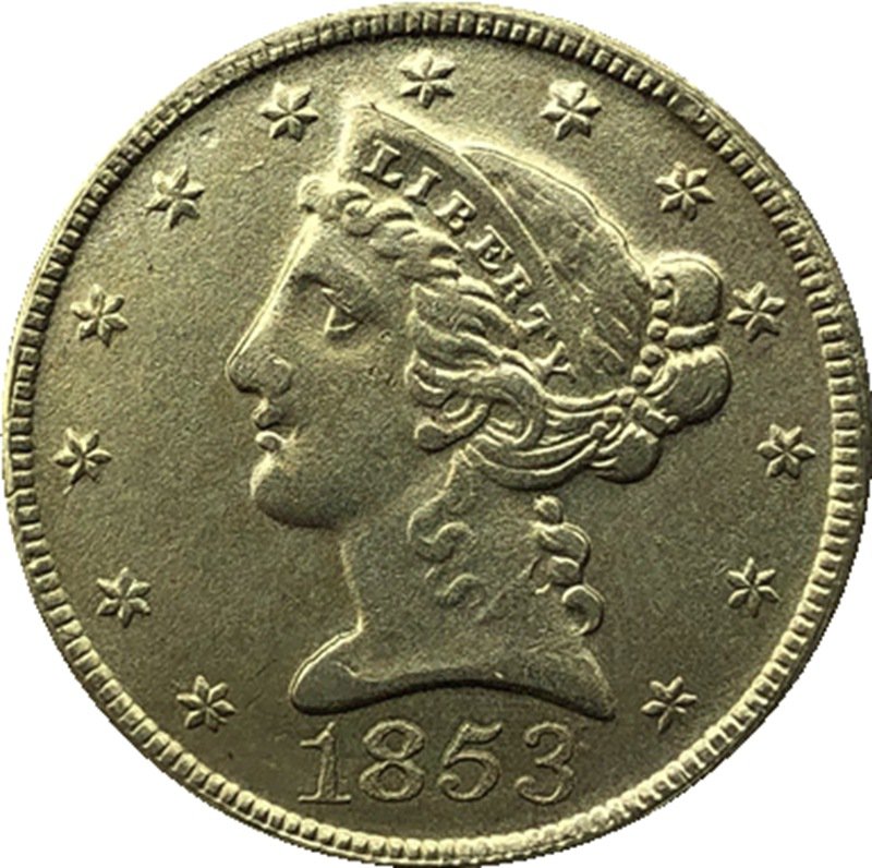 US 1853 Liberty Coronet Head Five Dollar Gold Copy Coins