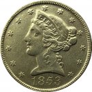 US 1853 Liberty Coronet Head Five Dollar Gold Copy Coins