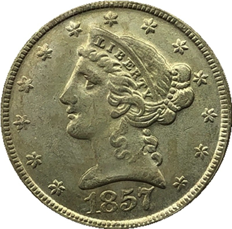 US 1857 Liberty Coronet Head Five Dollar Gold Copy Coins