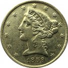 US 1859 Liberty Coronet Head Five Dollar Gold Copy Coins