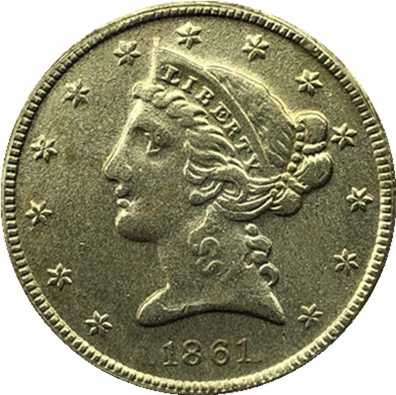 US 1861 Liberty Coronet Head Five Dollar Gold Copy Coins