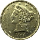 US 1864 Liberty Coronet Head Five Dollar Gold Copy Coins