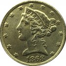 US 1868 Liberty Coronet Head Five Dollar Gold Copy Coins US 1868 Liberty Coronet Head Five Dollar Gold Copy Coins