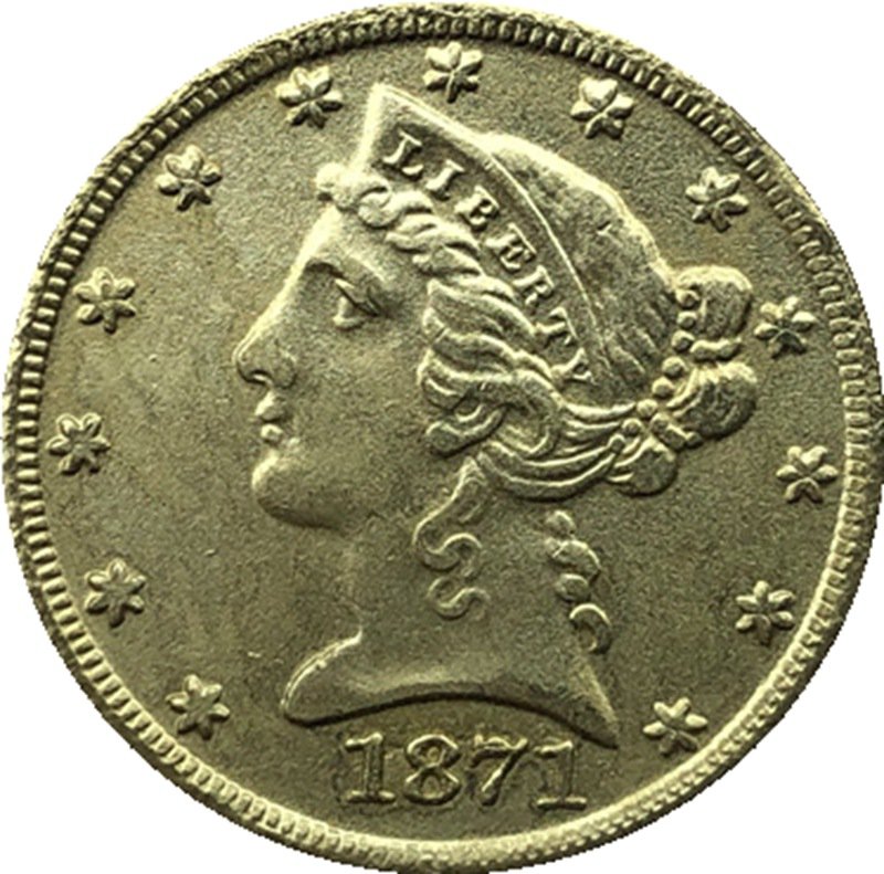 US 1871 Liberty Coronet Head Five Dollar Gold Copy Coins