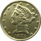 US 1885 Liberty Coronet Head Five Dollar Gold Copy Coins
