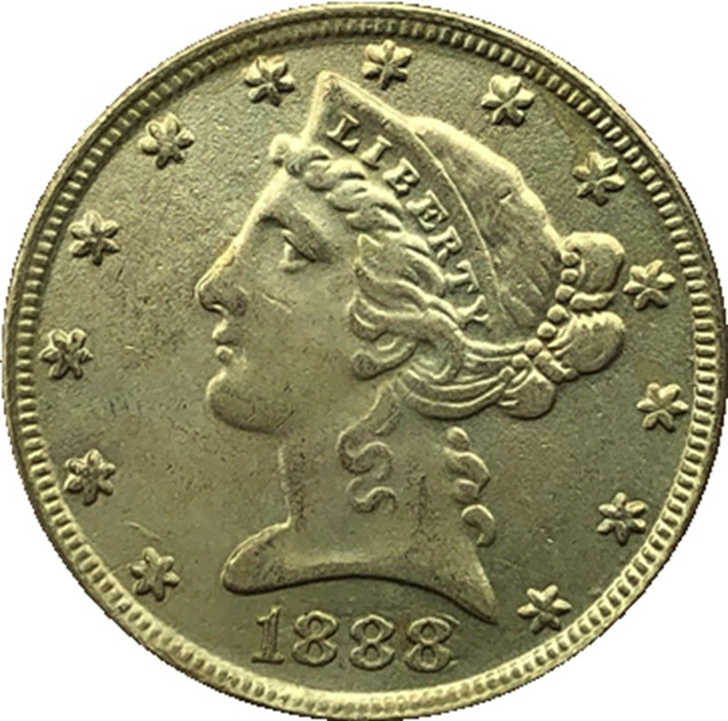 US 1888 Liberty Coronet Head Five Dollar Gold Copy Coins