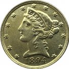 US 1894 Liberty Coronet Head Five Dollar Gold Copy Coins