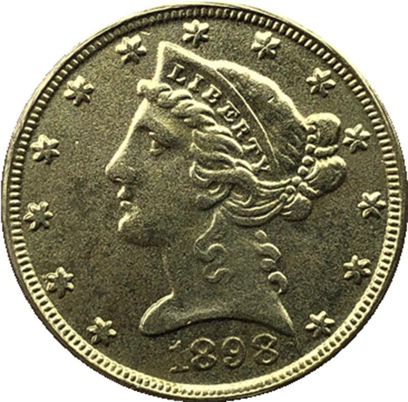 US 1898 Liberty Coronet Head Five Dollar Gold Copy Coins