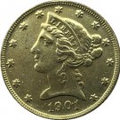 US 1901 Liberty Coronet Head Five Dollar Gold Copy Coins US 1901 Liberty Coronet Head Five Dollar Gold Copy Coins