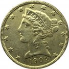 US 1902 Liberty Coronet Head Five Dollar Gold Copy Coins