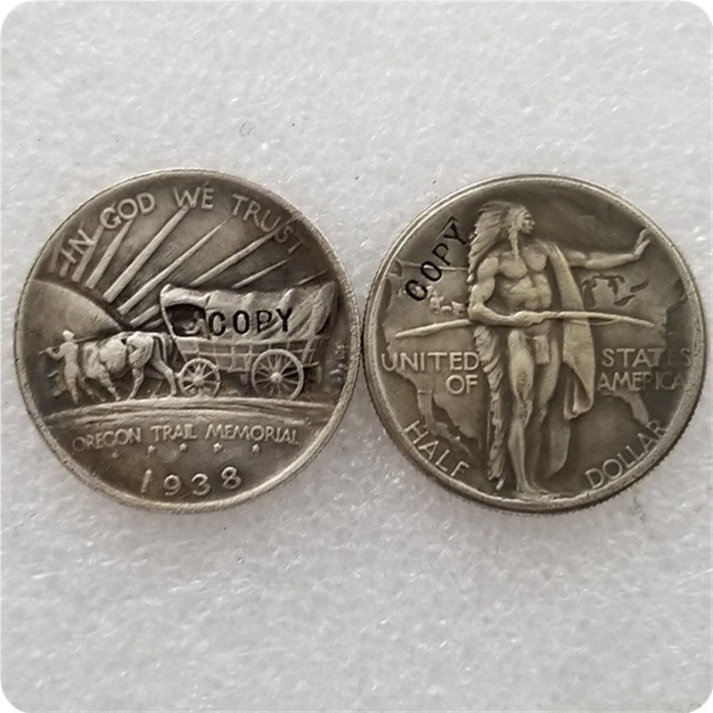 US 1938 Oregon Trail Memorial Half Dollar Copy Coins