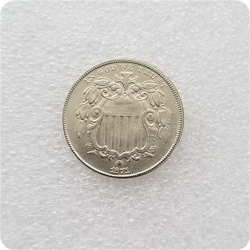 US 1871 Shield Nickel 5 Cents Copy Coins