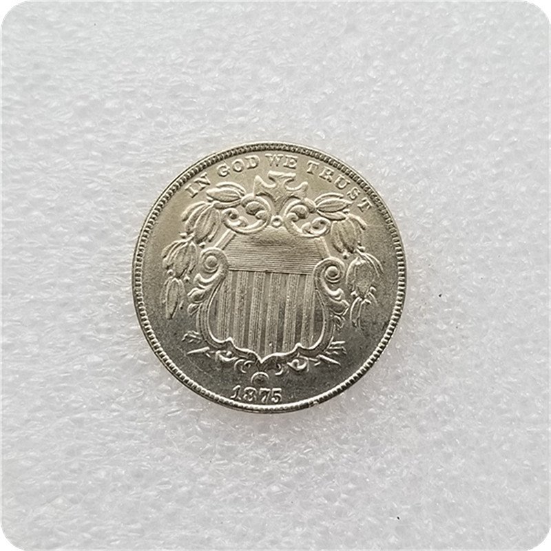 US 1875 Shield Nickel 5 Cents Copy Coins