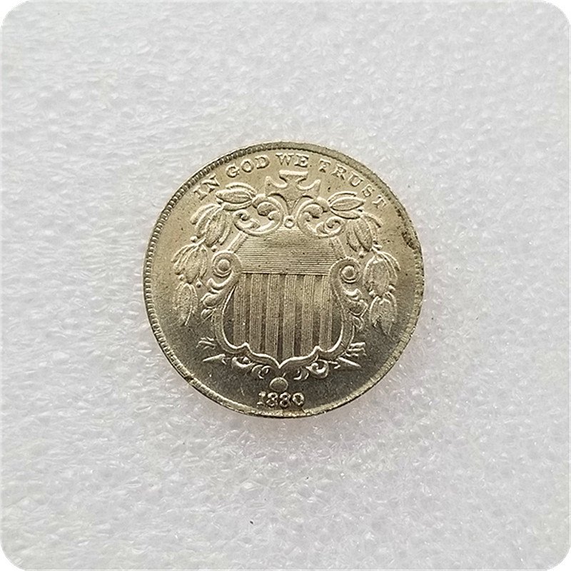 US 1880 Shield Nickel 5 Cents Copy Coins