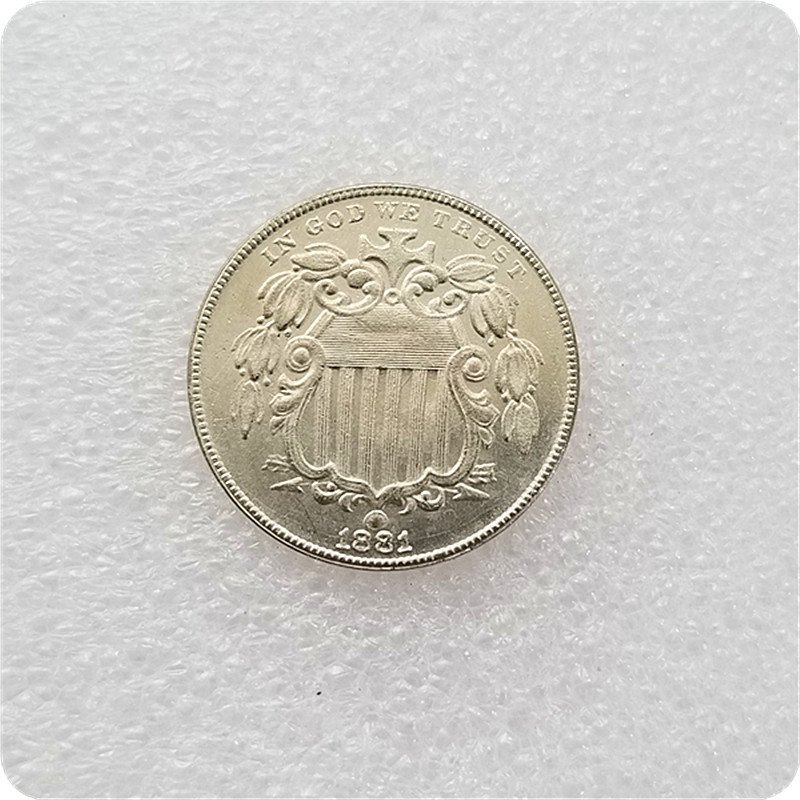 US 1881 Shield Nickel 5 Cents Copy Coins