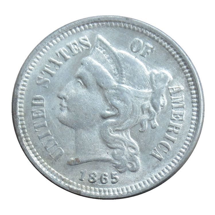 US 1865 Three Cent Nickel 3 Cents Copy Coins