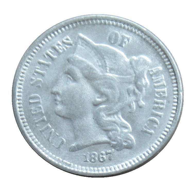 US 1867 Three Cent Nickel 3 Cents Copy Coins