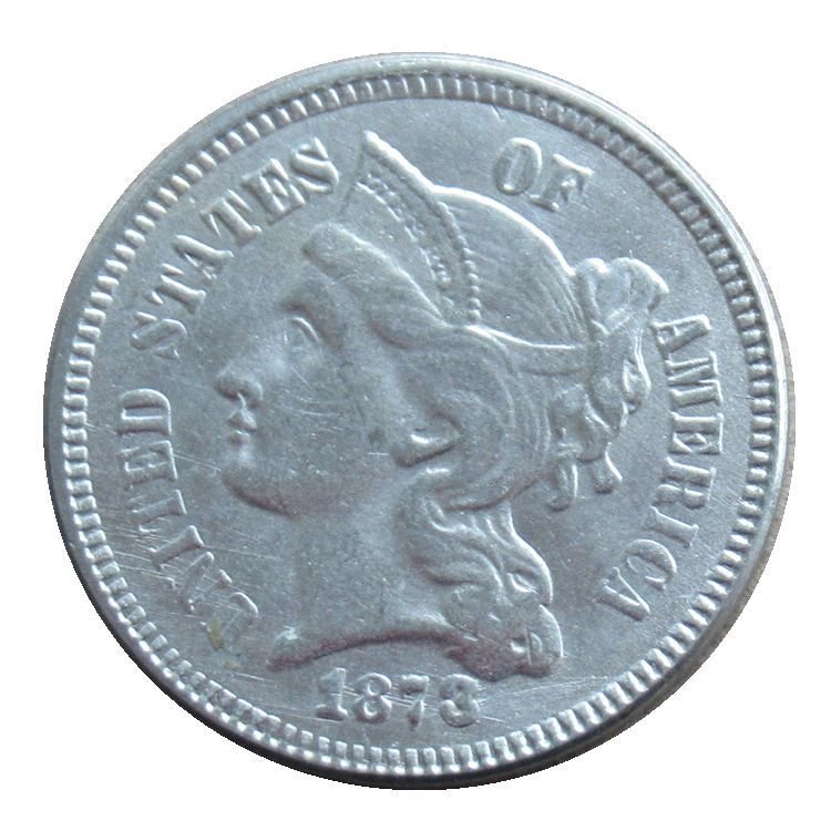 US 1873 Three Cent Nickel 3 Cents Copy Coins
