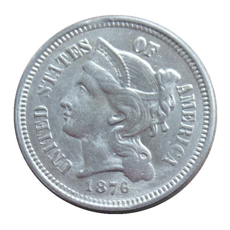 US 1876 Three Cent Nickel 3 Cents Copy Coins