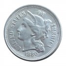 US 1880 Three Cent Nickel 3 Cents Copy Coins