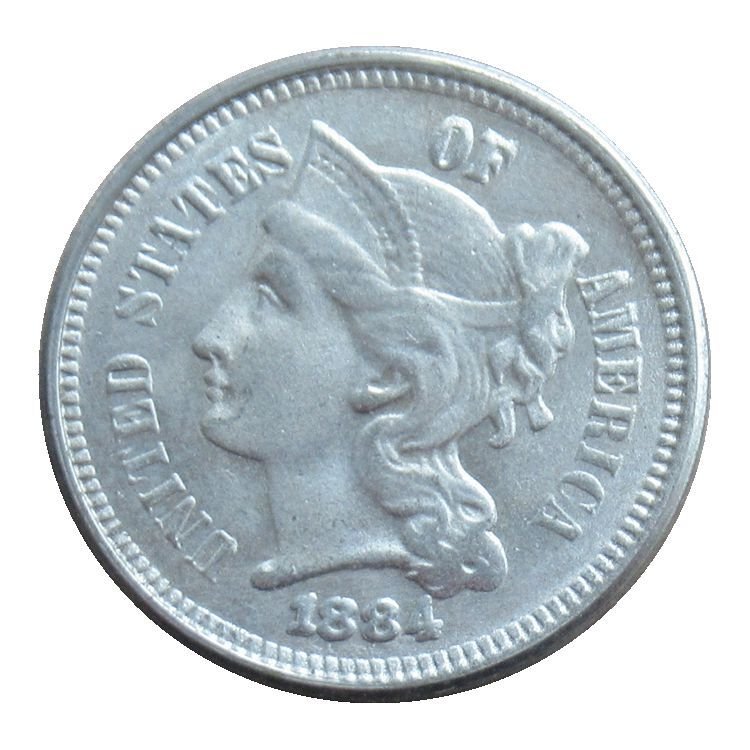 US 1884 Three Cent Nickel 3 Cents Copy Coins