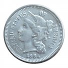 US 1884 Three Cent Nickel 3 Cents Copy Coins