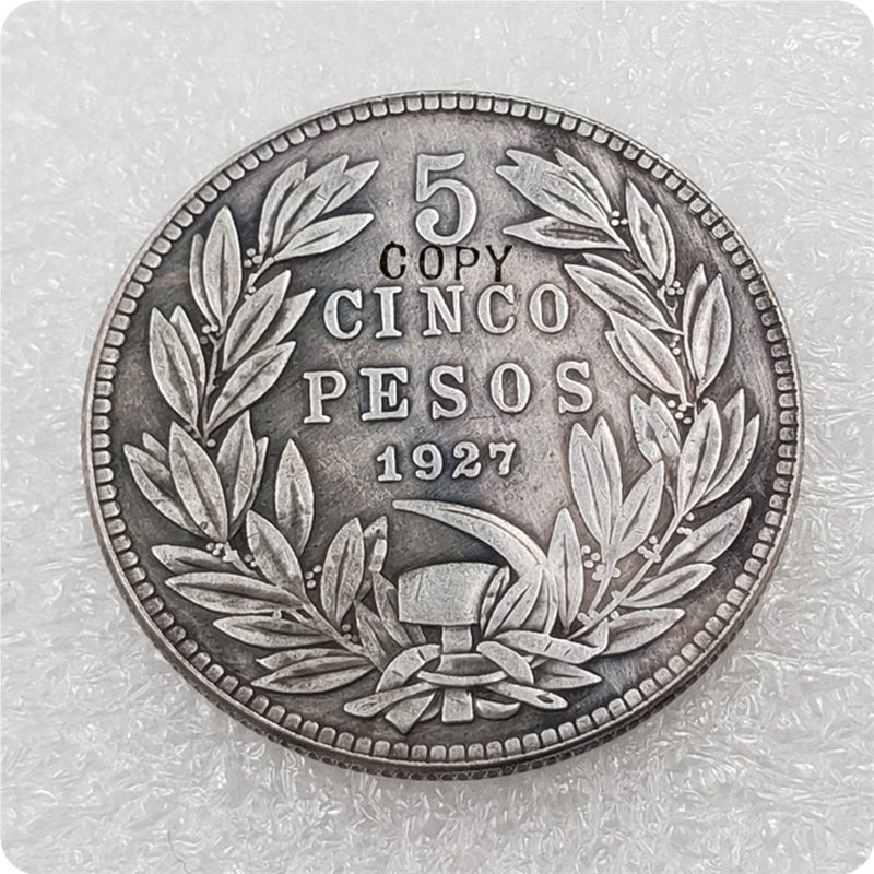 1927 Chile 5 Pesos Copy Coin