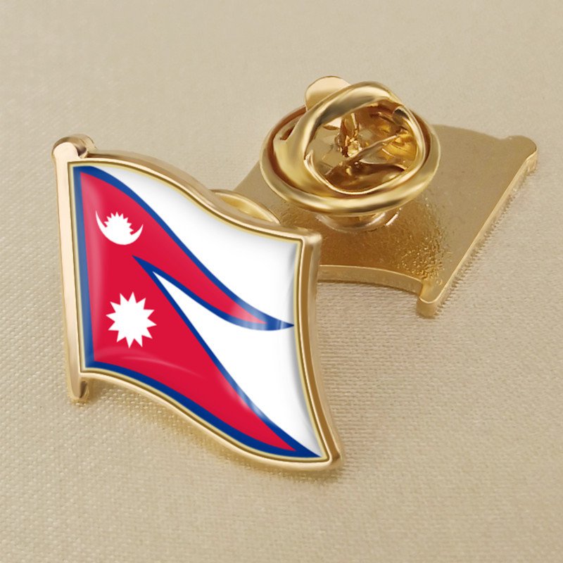 1Pcs Nepal Flag Waving Brooches Lapel Pins