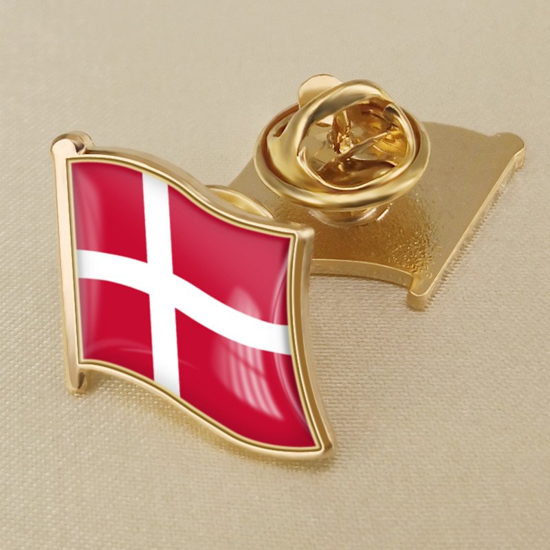 1Pcs Denmark Flag Waving Brooches Lapel Pins