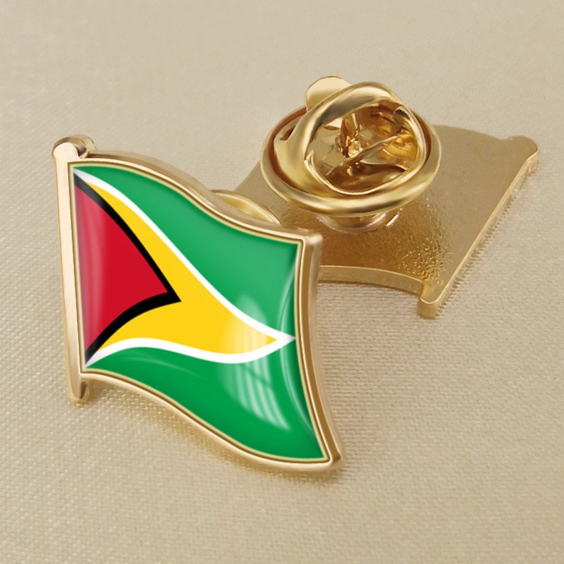 1Pcs Guyana Flag Waving Brooches Lapel Pins