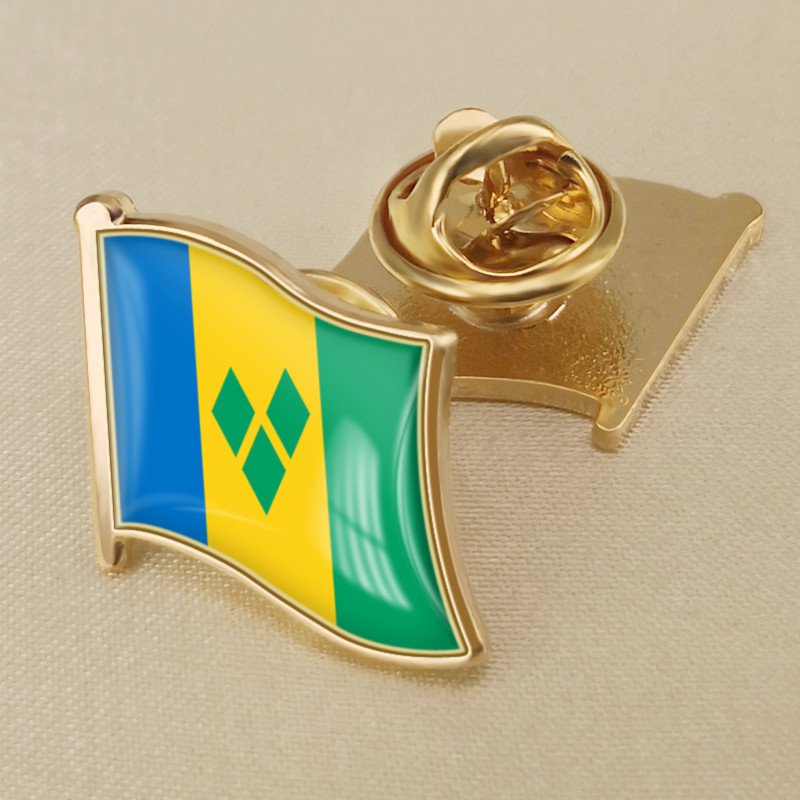 1Pcs Saint Vincent And The Grenadines Flag Waving Brooches Lapel Pins