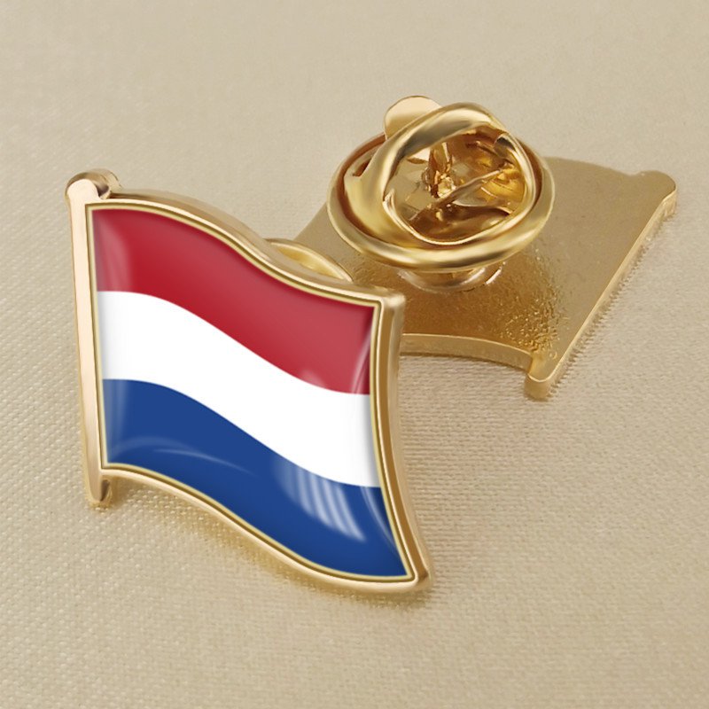 1Pcs Netherlands Flag Waving Brooches Lapel Pins
