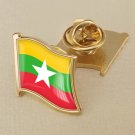 1Pcs Myanmar Flag Waving Brooches Lapel Pins