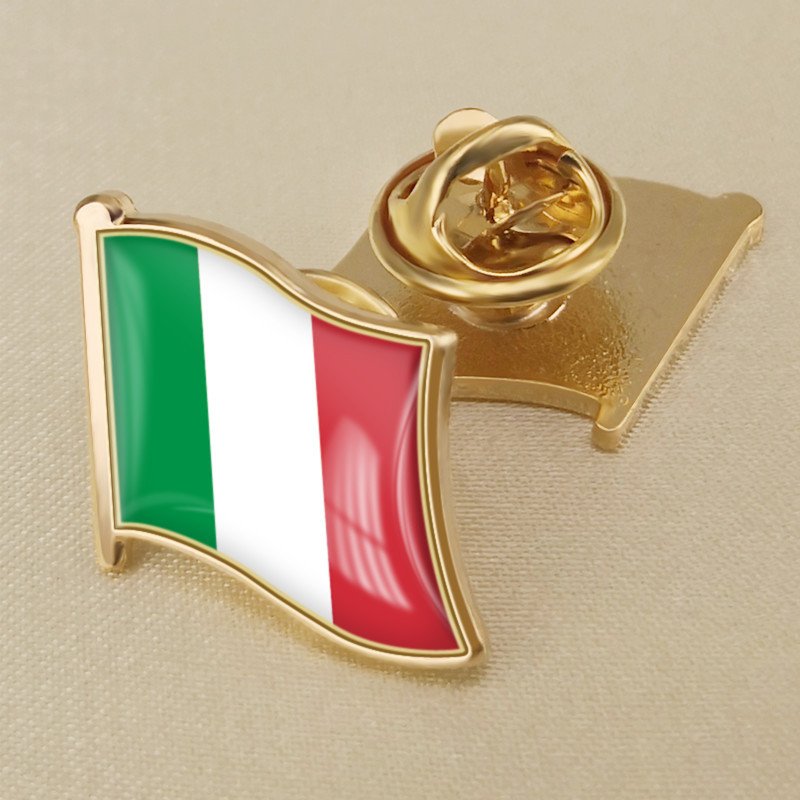 1Pcs Italy Flag Waving Brooches Lapel Pins