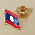 1Pcs Laos Flag Waving Brooches Lapel Pins