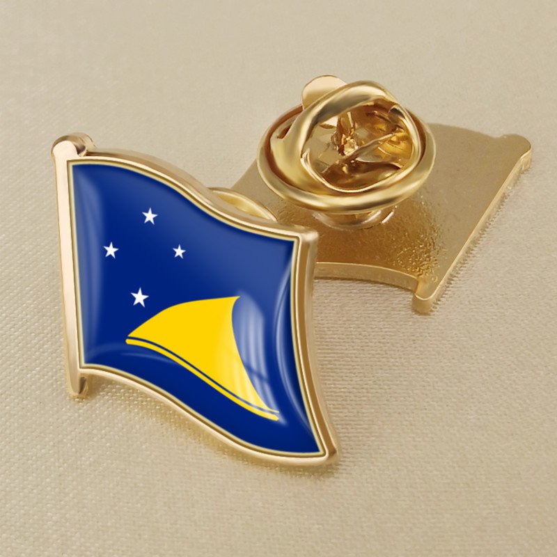 1Pcs Tokelau Flag Waving Brooches Lapel Pins
