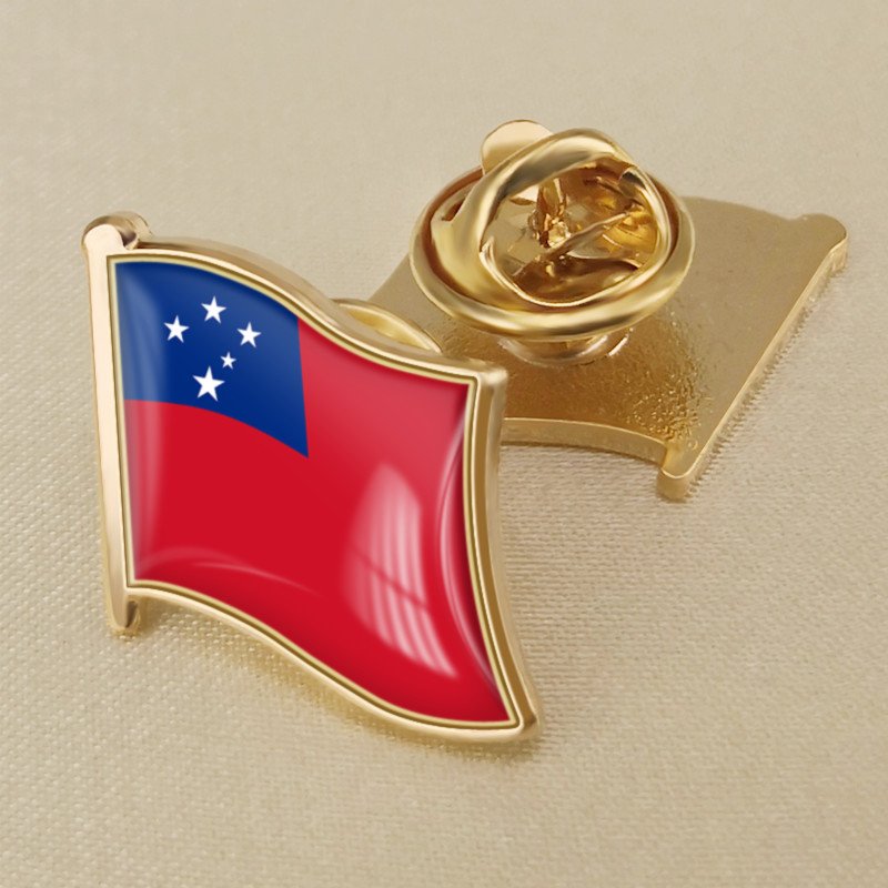 1Pcs Samoa Western Flag Waving Brooches Lapel Pins