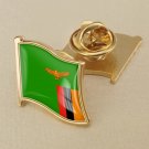 1Pcs Zambia Flag Waving Brooches Lapel Pins