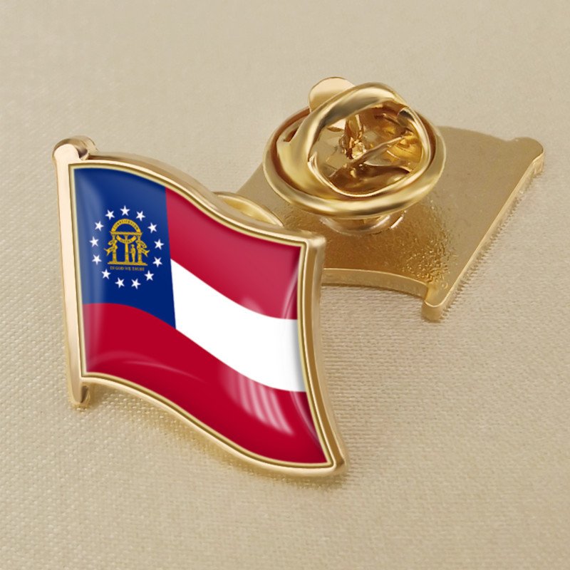 1Pcs USA State Of Georgia Flag Waving Brooches Lapel Pins