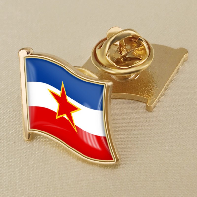 1Pcs Yugoslavia Flag Waving Brooches Lapel Pins