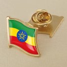 1Pcs Ethiopia Flag Waving Brooches Lapel Pins