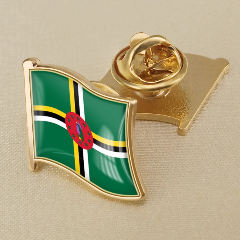 1Pcs Dominica Flag Waving Brooches Lapel Pins