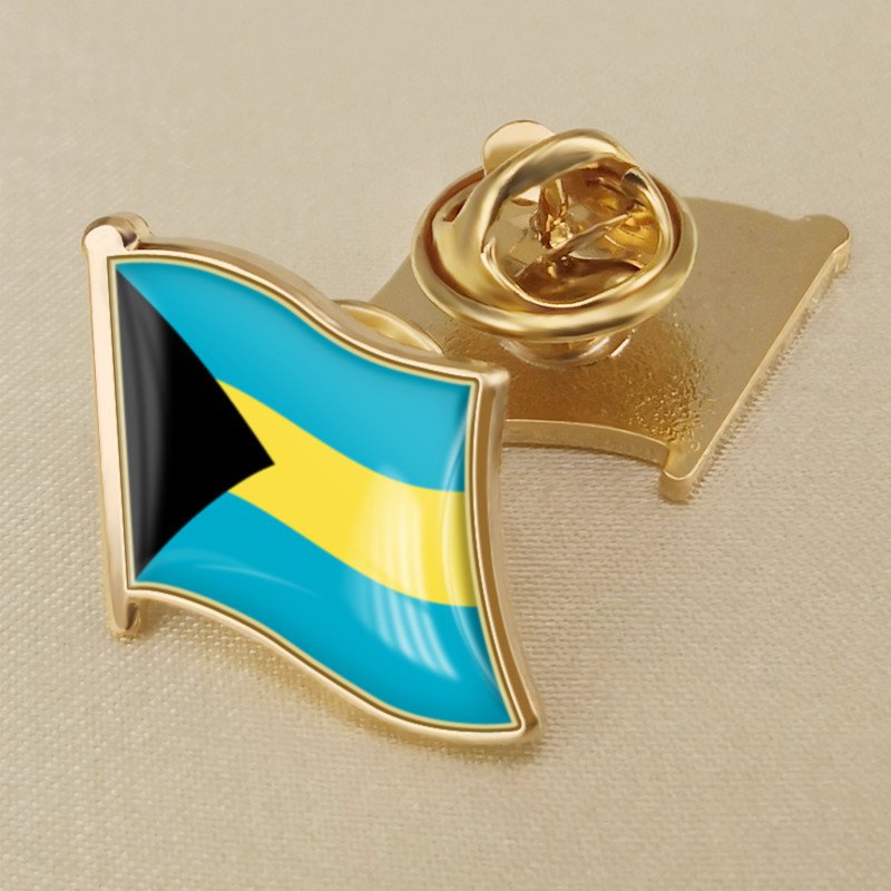 1Pcs Bahamas Flag Waving Brooches Lapel Pins