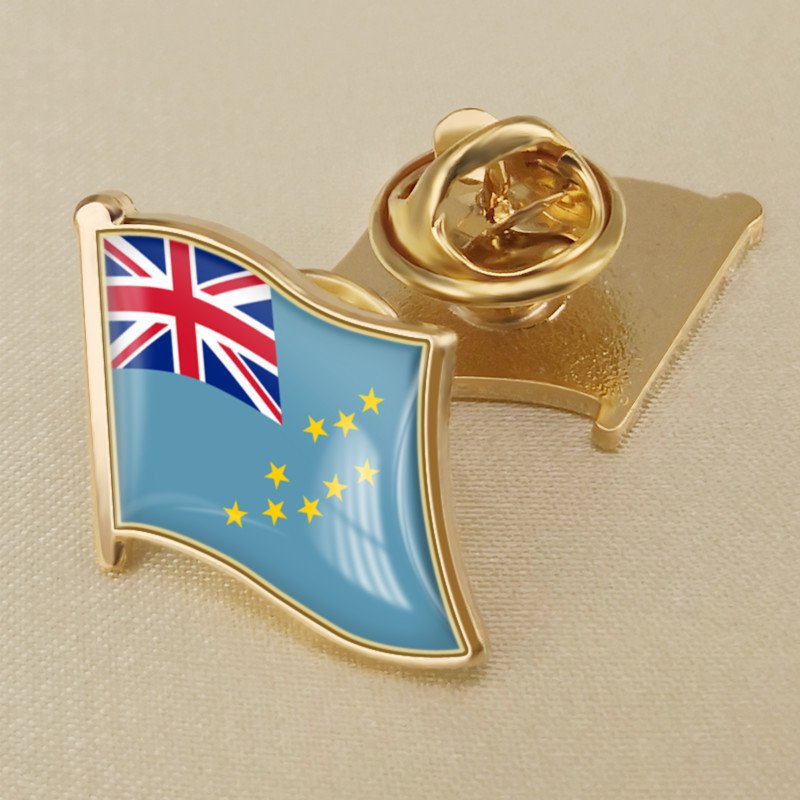 1Pcs Tuvalu Flag Waving Brooches Lapel Pins