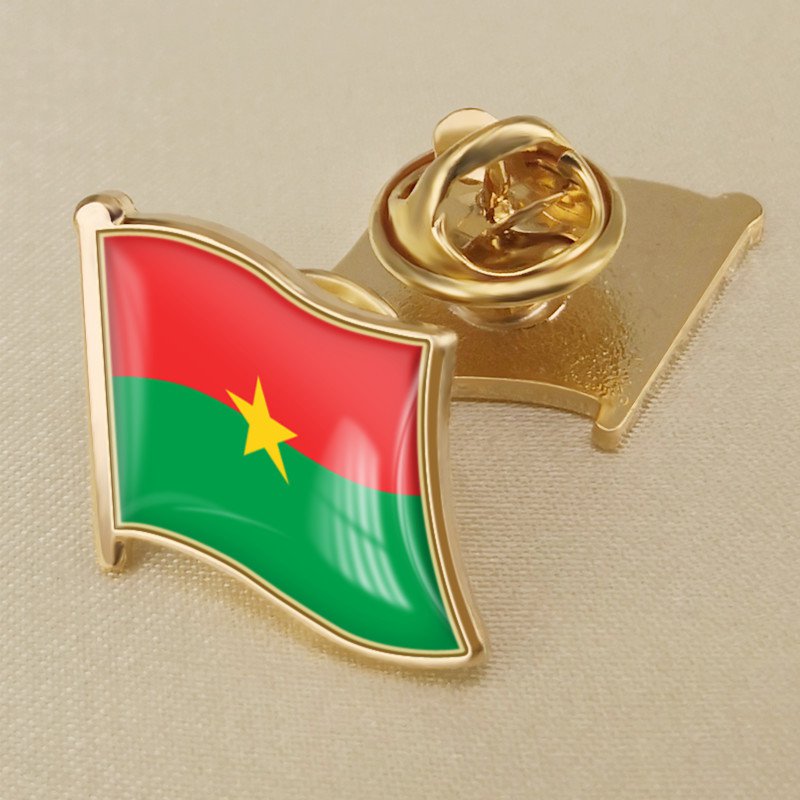 1Pcs Burkina Faso Flag Waving Brooches Lapel Pins