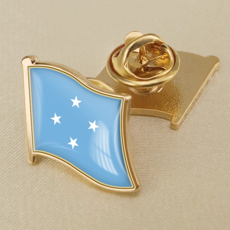 1Pcs Micronesia Flag Waving Brooches Lapel Pins