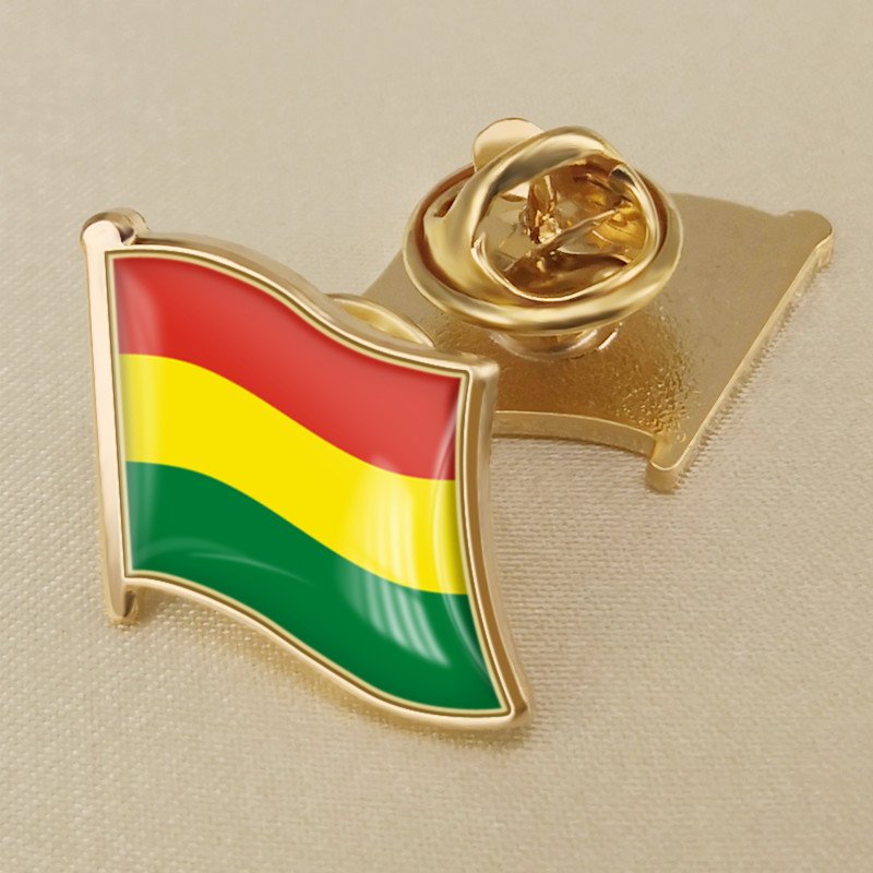 1Pcs Bolivia Flag Waving Brooches Lapel Pins